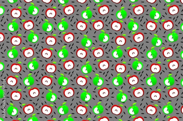 Obraz Seamless pattern of cute red apples and green apples. Seamless pattern of doodle fruit apple. Seamless pattern of sweet red and green apples.