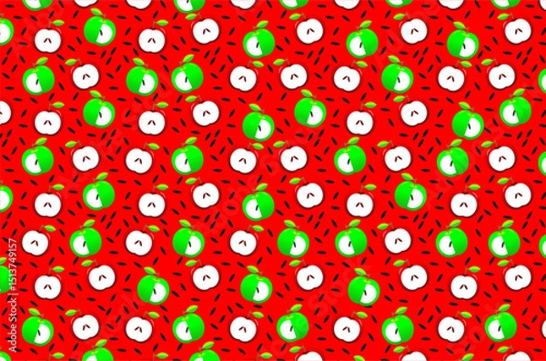 Obraz Seamless pattern of cute red apples and green apples. Seamless pattern of doodle fruit apple. Seamless pattern of sweet red and green apples.