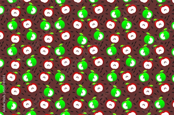 Obraz Seamless pattern of cute red apples and green apples. Seamless pattern of doodle fruit apple. Seamless pattern of sweet red and green apples.