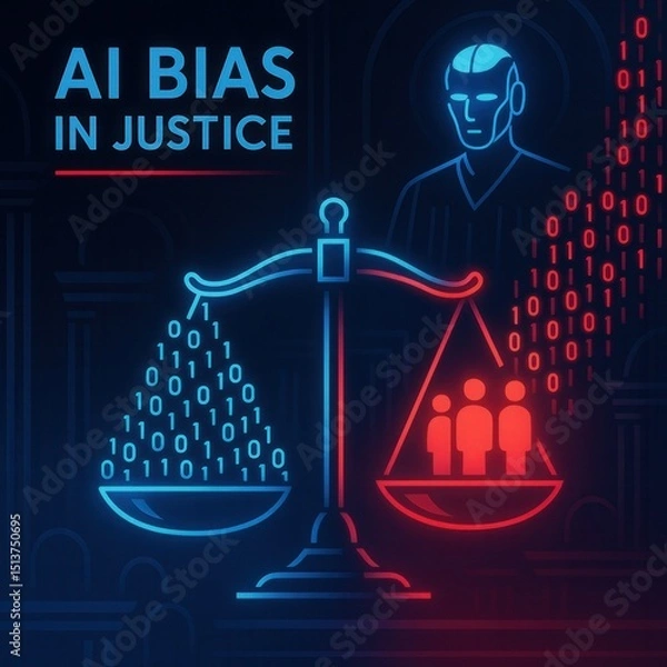 Fototapeta AI Bias in Justice, The Tilted Algorithm