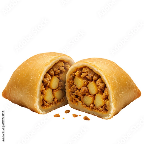 Obraz Savory Empanada A CutAway View of Seasoned Filling isolated on transparent background