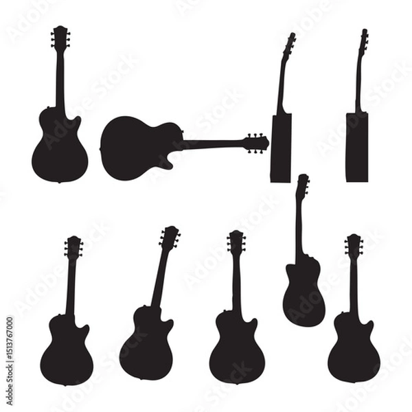 Fototapeta Silhouette set of guitar on white background