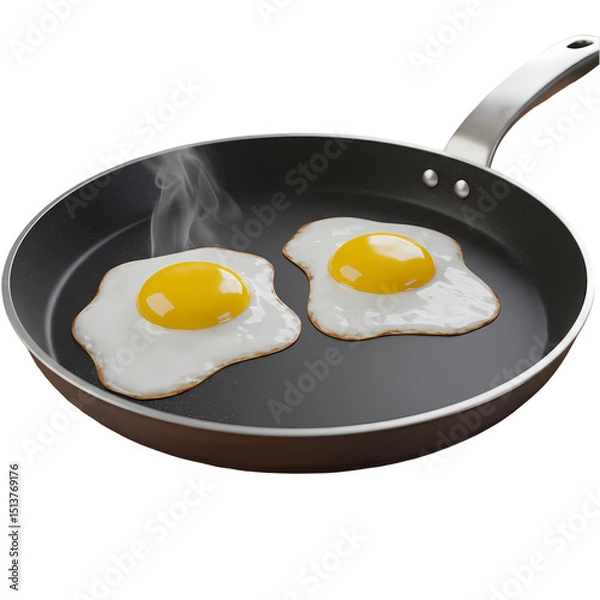 Obraz Perfectly Fried Eggs A Culinary Delight isolated on transparent background