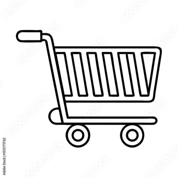 Fototapeta Linear shopping cart icon with vertical bars for modern retail branding, copy space
