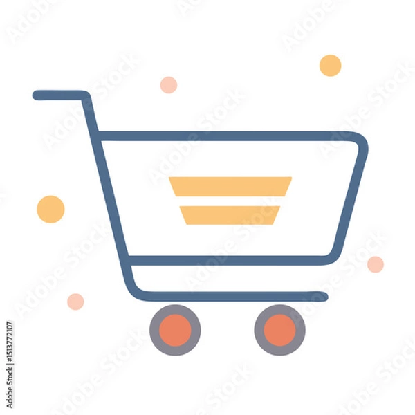 Obraz Stylish shopping cart icon with product highlights for engaging e-commerce experiences, copy space