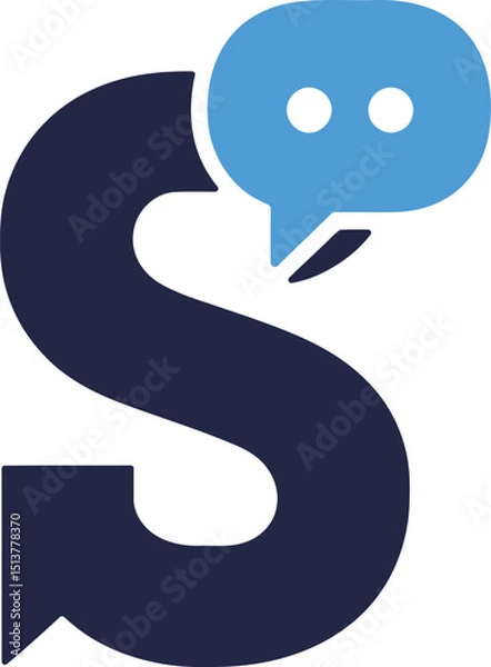 Fototapeta Modern Chat Logo Icon with Letter S and Speech Bubble Vector Design