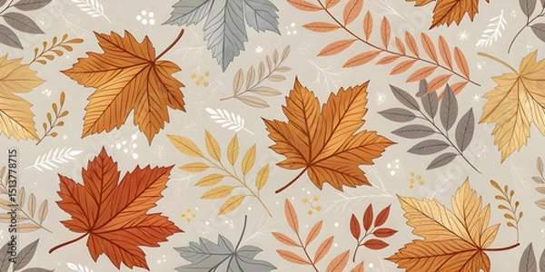 Fototapeta design a seamless wallpaper pattern with an autumn
