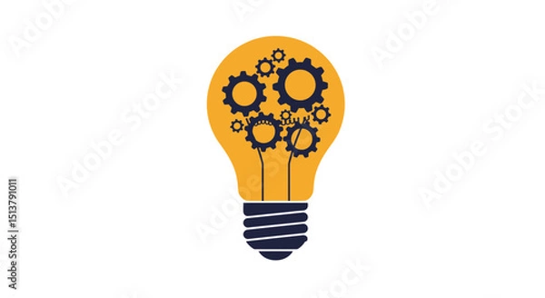 Fototapeta Light bulb with gears symbolizing innovation and creativity  