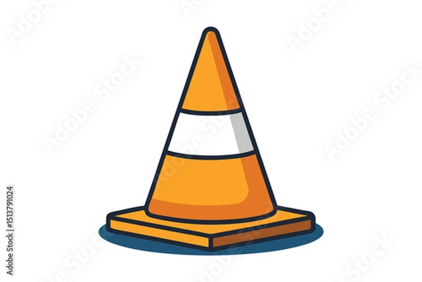 Fototapeta Orange traffic cone flat style isolated on white background
