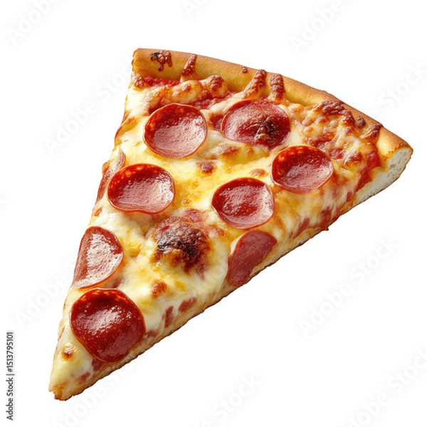 Obraz Pepperoni pizza slice isolated on transparent background