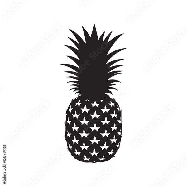 Fototapeta Silhouette of pineapple on white backgroudnd