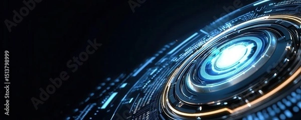Fototapeta Abstract futuristic technology background with glowing red and blue circles.