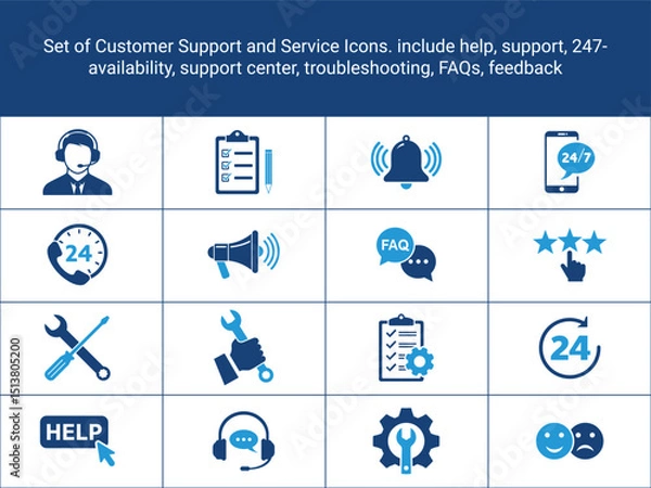 Obraz 
281. Customer Support Icons. Customer Service Icons. include help, support, 247 availability,
support center, troubleshooting, FAQs, feedback, and technical assistance.