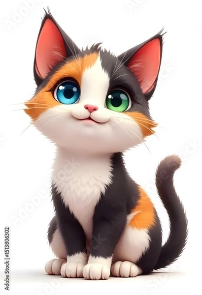 Fototapeta A 3D icon of a cat