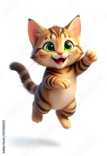 Fototapeta A 3D icon of a cat