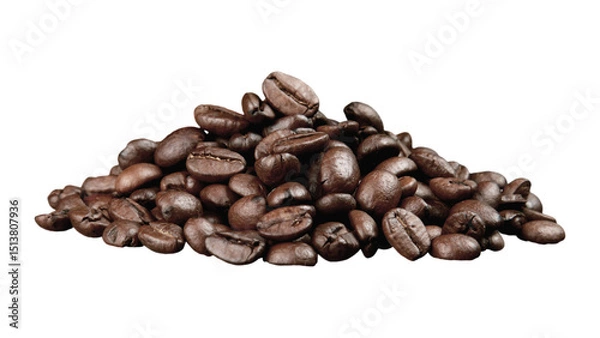 Obraz roasted coffee beans heap or pile isolated on white background