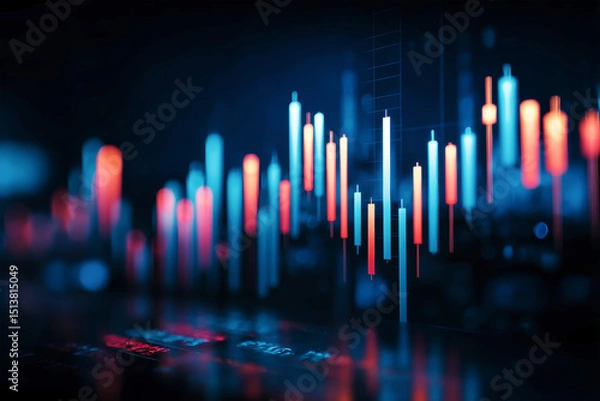 Obraz Financial stock market analysis with candlestick graph on dark digital background for technology investment aesthetics