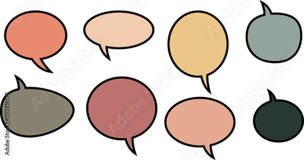 Fototapeta Colorful Speech Bubble Icons and Quote Boxes: A Vibrant Vector Set of Message Bubbles, Thought Clouds, and Text Frames for Chat, Communication, and Creative Design