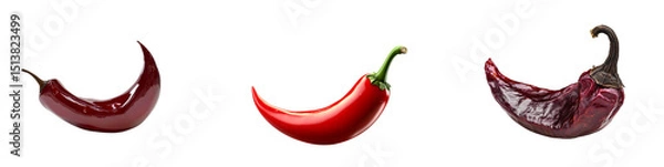 Obraz Three Stages of Chili Pepper Development, Cut out transparent