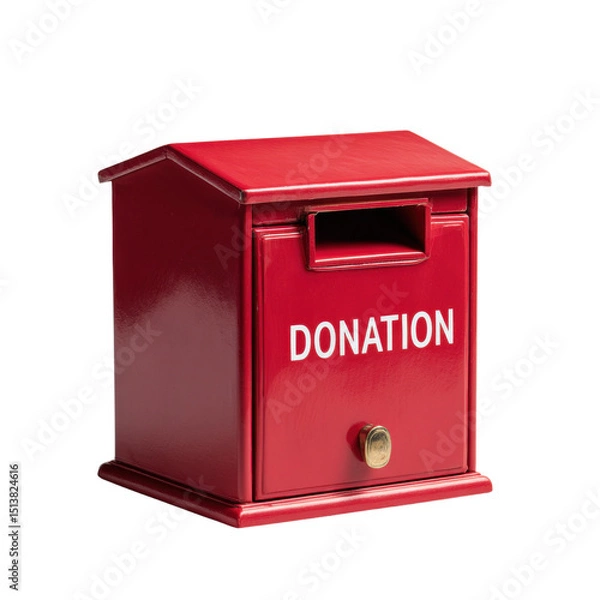 Obraz Red Donation Box for Charitable Contributions on white background