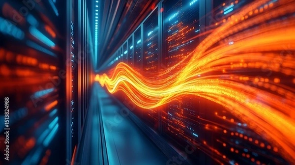 Obraz Futuristic Data Center with Energy Streams
