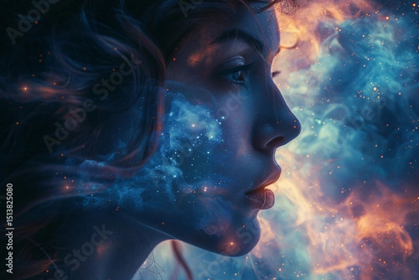 Fototapeta Stardust Fade: Silhouettes Dissolving into the Cosmos