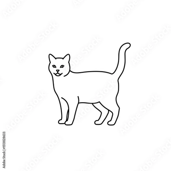 Obraz Outline illustration of a standing cat in a minimal design  