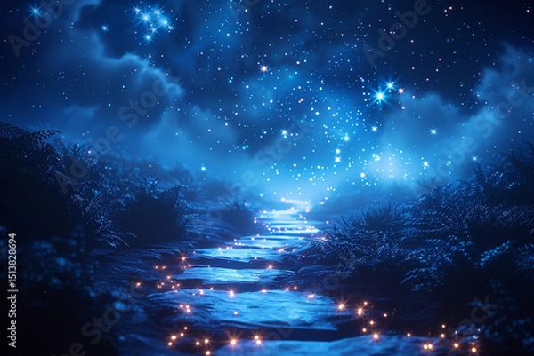 Fototapeta Starlit Journey: Surreal Glowing Pathway to the Cosmos