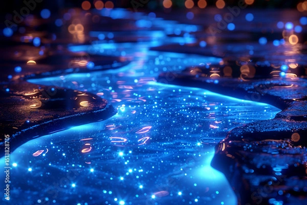 Fototapeta Starlit Journey: Surreal Glowing Pathway to the Cosmos