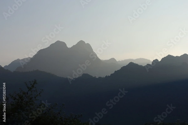 Obraz beautiful mountains and river in Vang Vieng, Laos