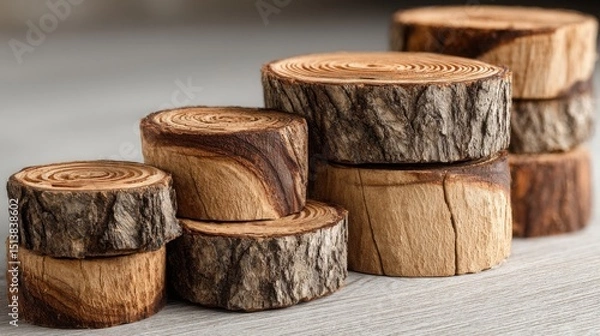 Obraz A bunch of wood logs collected together to capture trends in output and performance over time in a natural setting