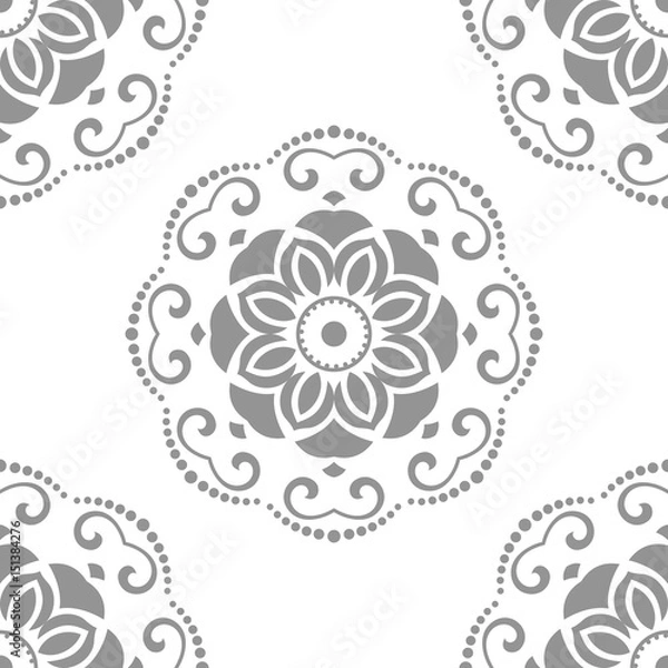 Fototapeta Oriental vector silver ornament. Vintage pattern with volume 3D elements, shadows and highlights. Classic traditional pattern