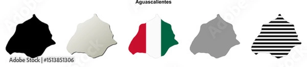 Fototapeta Aguascalientes state blank outline map set