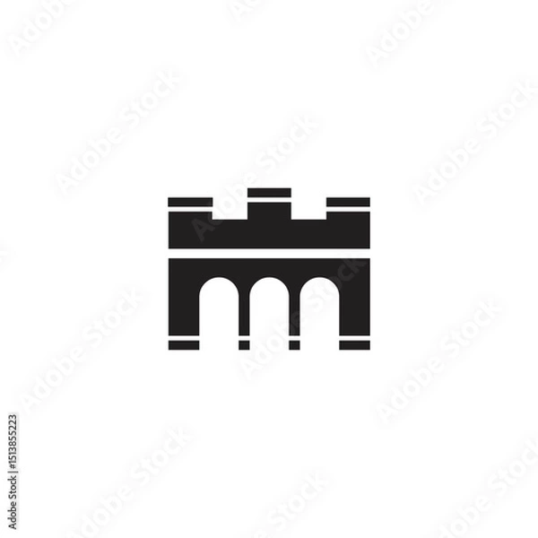 Fototapeta Historic gate fort logo design with simple style.