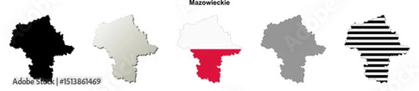 Fototapeta Mazowieckie province blank outline map set
