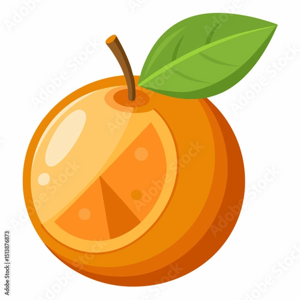 Obraz Orange Citrus Fruit with Exposed Slice Vector Icon