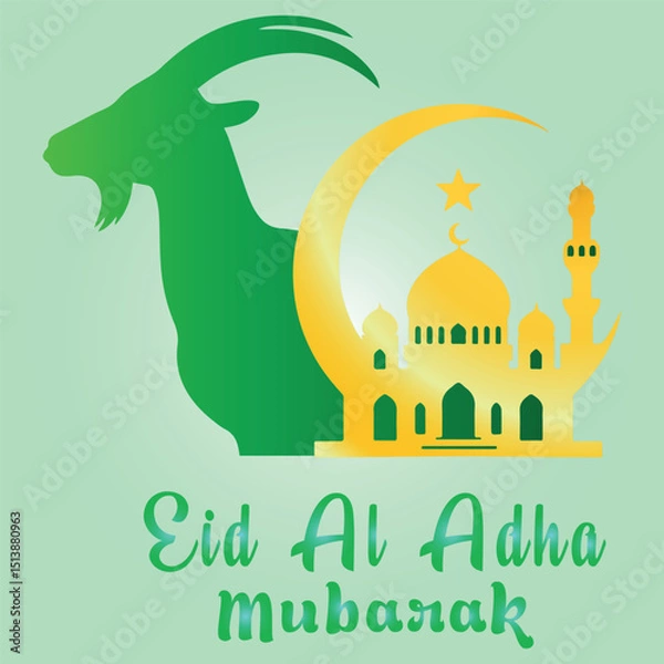 Obraz Eid al adha mubarak greeting card silhouette