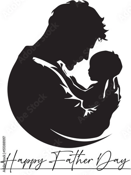 Fototapeta silhouette of hands forming a heart shape with text 'love you dad' expressing affection, admiration and familial bond"