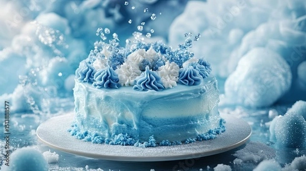 Fototapeta snow on a blue background Magical Frosting Cake