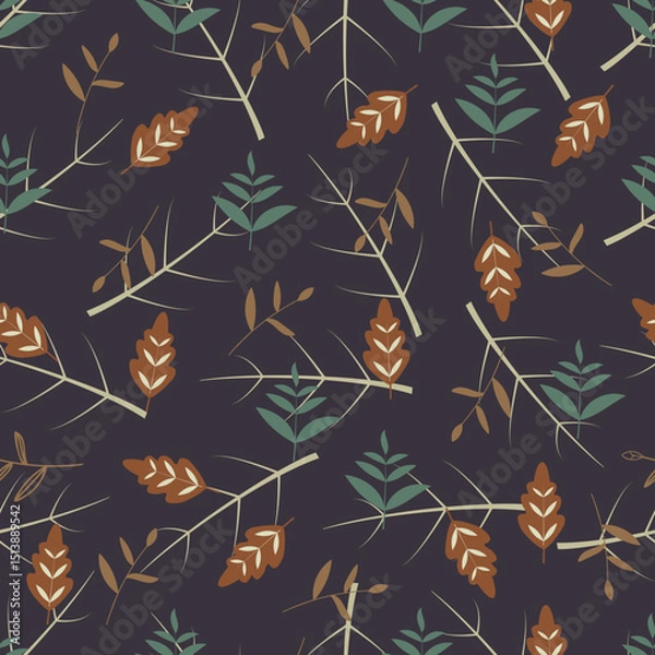 Obraz Floral seamless pattern. Foliage vector surface pattern design of abstract leaves