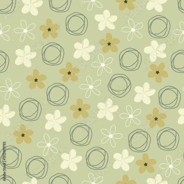Obraz Plumeria flowers vector seamless pattern. Floral surface design of tropical Hawaiian frangipani flowers