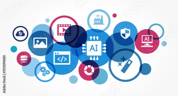 Fototapeta Artificial Intelligence Concept with Icons