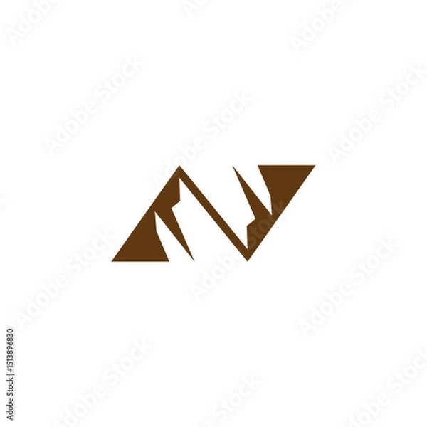 Fototapeta N letter and two mountain abstract logo design