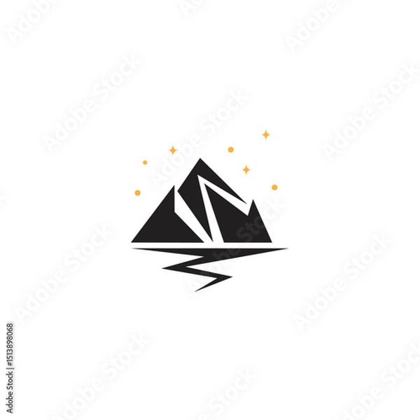 Fototapeta Mountain landscape with stars in flat design style