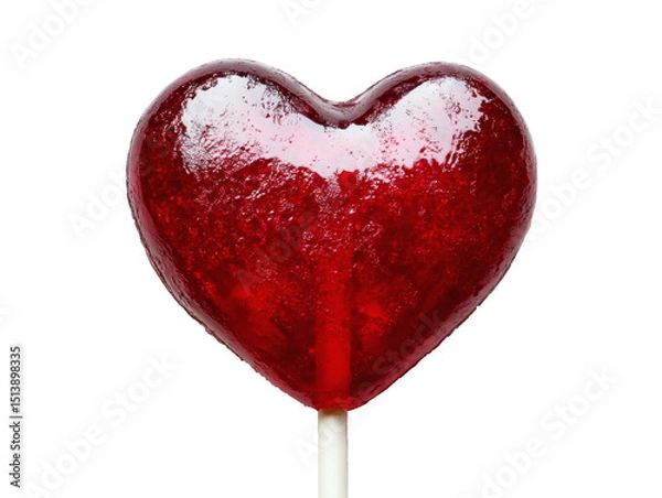 Fototapeta Sweet heart shaped candy lollipop isolated on a white or transparent background illustration.