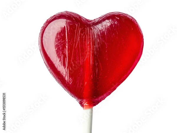 Fototapeta Sweet heart shaped candy lollipop isolated on a white or transparent background illustration.