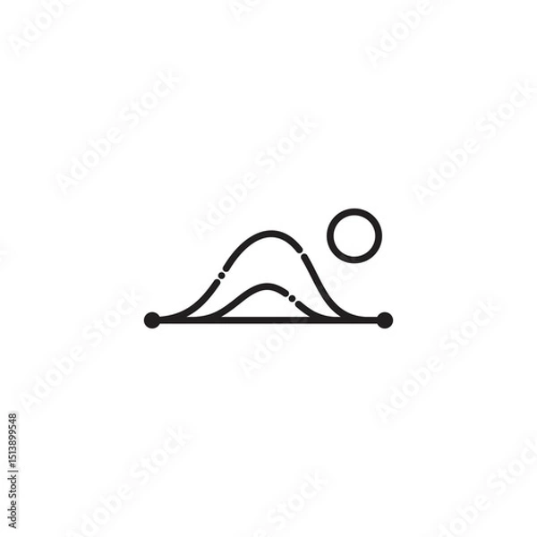 Fototapeta Mountain with sun minimalist linear logo design