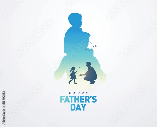 Fototapeta Happy Father's day concept vector background. Father and kid with text happy father's day.