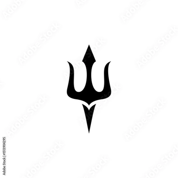 Fototapeta trident logo in black flat vector design style