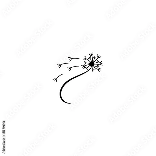 Fototapeta dandelion flower logo with flat vector design style